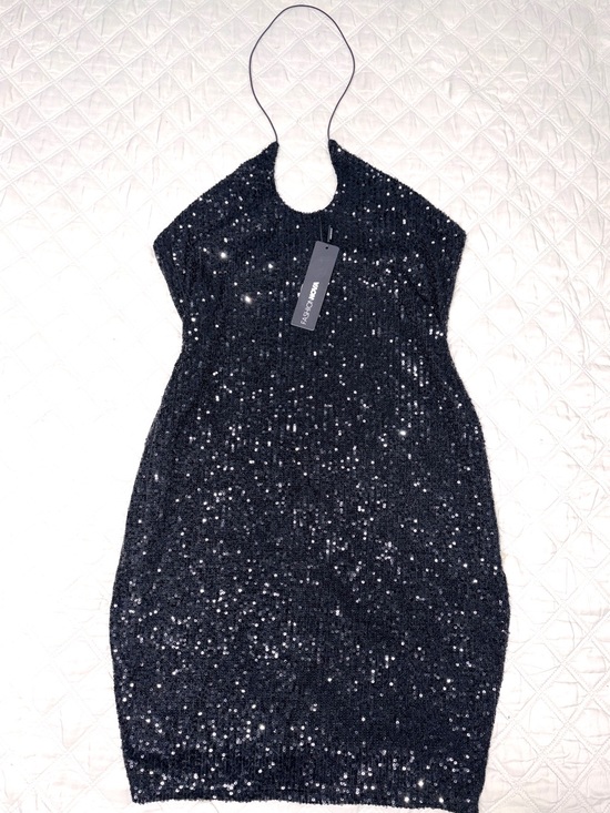 Fashion Nova Dresses & Skirts - Fashion Nova - Halter X-Front Black Sequin  Mini Dress Size : 1X